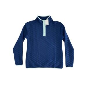 Renwick Blue Quilted Snap Mock Pullover Women's XS NWT